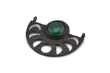 Ay Evreleri Kolye, 2 Oksitlenmiş Siyah Pirinç Yarım Daire Kolye, 2 Döngü ve 1 Ped Ayarı (36x27,5x3x0,7 mm) BS 1921 H1296