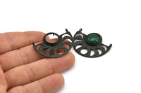 Ay Evreleri Kolye, 2 Oksitlenmiş Siyah Pirinç Yarım Daire Kolye, 2 Döngü ve 1 Ped Ayarı (36x27,5x3x0,7 mm) BS 1921 H1296