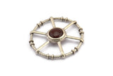 Silver Circle Charm, Antique Silver Plated Brass Round Pendants - Pad Size 12mm (42x6x2mm) BS 1896