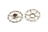 Silver Circle Charm, Antique Silver Plated Brass Round Pendants - Pad Size 12mm (42x6x2mm) BS 1896