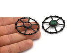 Black Circle Charm, Oxidized Black Brass Round Pendants - Pad Size 12mm (42x6x2mm) BS 1896