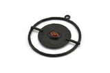 Circle Geometric Pendant, Oxidized Black Brass Necklace Findings With 4 Claws and Pad Setting and 1 Loop (43x3.4x1.9mm) BS 1904