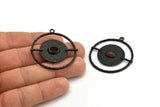 Circle Geometric Pendant, Oxidized Black Brass Necklace Findings With 4 Claws and Pad Setting and 1 Loop (43x3.4x1.9mm) BS 1904