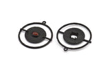 Circle Geometric Pendant, Oxidized Black Brass Necklace Findings With 4 Claws and Pad Setting and 1 Loop (43x3.4x1.9mm) BS 1904