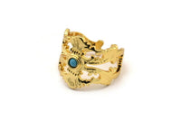 Gold Royal Ring, Gold Plated Brass Royal Rings With 1 Stone Settings - Pad Size 3mm N1844