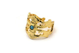 Gold Royal Ring, Gold Plated Brass Royal Rings With 1 Stone Settings - Pad Size 3mm N1844