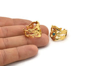 Gold Royal Ring, Gold Plated Brass Royal Rings With 1 Stone Settings - Pad Size 3mm N1844