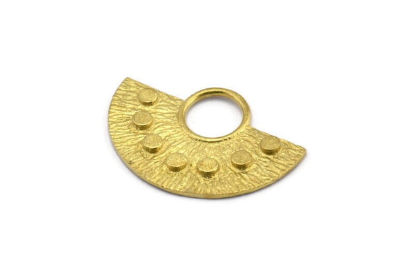 Semi Circle Pendant, 3 Raw Brass Semi Circle  Pendants (29x19mm) C012