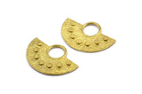 Semi Circle Pendant, 3 Raw Brass Semi Circle  Pendants (29x19mm) C012
