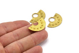 Semi Circle Pendant, 3 Raw Brass Semi Circle  Pendants (29x19mm) C012