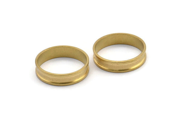 Brass Channel Ring - Raw Brass Channel Ring Settings -Glue On- (19mm) N0481