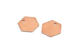 Copper Hexagon Charm, 10 Raw Copper Hexagon Stamping Blank Tag Charms With 1 Hole (12.5x0.80mm) D0466
