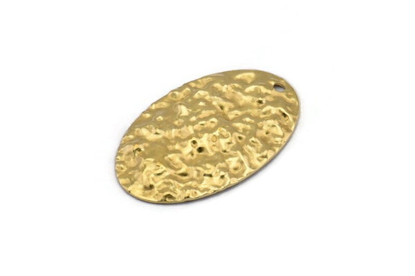Brass Oval Charm, 12 Hammered Raw Brass Oval Charms With 1 Hole, Pendants, Earrings, Findings (26x17x0.50mm) D1229