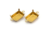 Rectangle Prong Setting, 25 Raw Brass Rectangles with 2 Loops, Prong Settings with 4 Claws  (13x18mm) S523