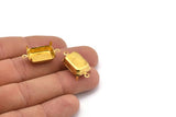 Rectangle Prong Setting, 25 Raw Brass Rectangles with 2 Loops, Prong Settings with 4 Claws  (13x18mm) S523