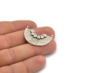 Semi Circle Pendant, 2 Antique Silver Plated Brass Semi Circle  Pendants With 2 Loops (32x22x1mm) BS 1890