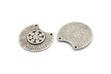 Semi Circle Pendant, 1 Antique Silver Plated Brass Semi Circle  Pendant with 2 Holes (28x25mm) N0391 H0151