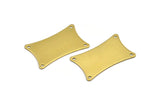 Brass Stamping Blank, 6 Raw Brass Flat Pillow Stamping Blanks with 4 Holes (33x20x0.80mm) D0170
