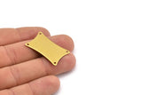 Brass Stamping Blank, 6 Raw Brass Flat Pillow Stamping Blanks with 4 Holes (33x20x0.80mm) D0170