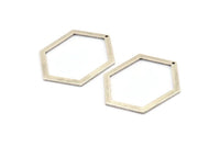 Hexagon Choker Charm, 6 Antique Silver Plated Brass Hexagon Charms With 1 Hole, Pendants, Findings (39x30x1mm) E076 H1203