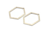 Hexagon Choker Charm, 6 Antique Silver Plated Brass Hexagon Charms With 1 Hole, Pendants, Findings (39x30x1mm) E076 H1203