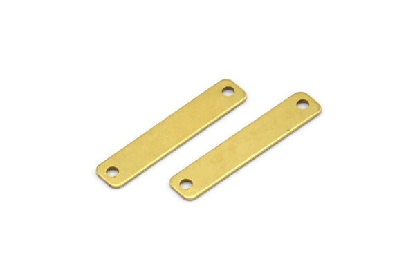 Pirinç Dikdörtgen Bağlantı Parçası, 50 Ham Pirinç Dikdörtgen Bağlantı Parçası, 2 Delikli Geometrik Bulgular (20x4mm) Brs 657 A0270