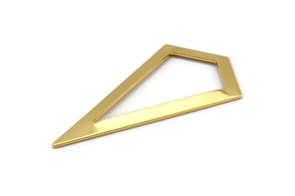 Gold Triangle Pendant, 2 Gold Plated Brass Triangle Pendants, Charms, Earrings (54x28.5x0.8mm) U150 Q0467