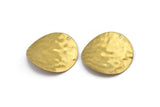 Hammered Wave Discs, 8 Raw Brass Hammered Wave Discs With 1 Hole (32mm) Y117