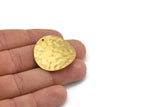 Hammered Wave Discs, 8 Raw Brass Hammered Wave Discs With 1 Hole (32mm) Y117