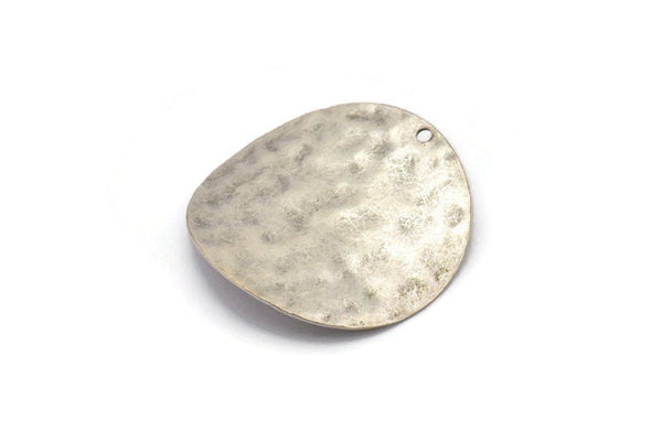 Çekiçle İşlenmiş Dalga Diskleri, 1 Delikli 4 Antik Gümüş Kaplamalı Pirinç Çekiçle İşlenmiş Dalga Diski (32 mm) Y117 H0540