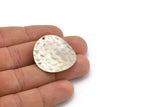 Çekiçle İşlenmiş Dalga Diskleri, 1 Delikli 4 Antik Gümüş Kaplamalı Pirinç Çekiçle İşlenmiş Dalga Diski (32 mm) Y117 H0540