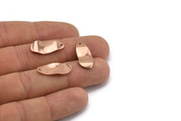 Rose Gold Charm, 4 Rose Gold Plated Brass Wavy Charms With 1 Hole (21x10x0.80mm) D0582 H0747