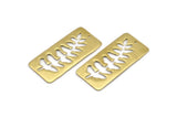Brass Leaf Charm, 2 Raw Brass Leaf Textured Rectangle Charms With 1 Hole, Pendants (38x19mm) V100