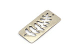 Silver Leaf Charm, 2 Antique Silver Plated Brass Leaf Textured Rectangle Charms With 1 Hole, Pendants (38x19mm) V100