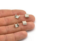 8mm Crimp End, 40 Antique Silver Plated Brass Crimp Findings Without Holes (8x7mm) A0146 H0524