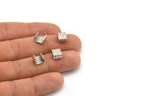 8mm Crimp End, 40 Antique Silver Plated Brass Crimp Findings Without Holes (8x7mm) A0146 H0524