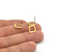 Brass Square Earring, 10 Raw Brass Square Stud Earrings (10x0.80mm) D1610 A1849