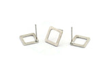 Silver Square Earring, 10 Antique Silver Plated Brass Square Stud Earrings (10x0.80mm) Y115 A1816
