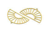 Semi Circle Charm, 10 Raw Brass Rising Sun Charms With 1 Loop, Pendant Charms (40x22x0.60mm) A3084