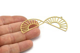 Semi Circle Charm, 10 Raw Brass Rising Sun Charms With 1 Loop, Pendant Charms (40x22x0.60mm) A3084