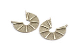 Silver Ethnic Pendant, Antique Silver Plated Brass Textured Pendants With 2 Loops, Charms, Findings, Earrings (34x33mm) N0968