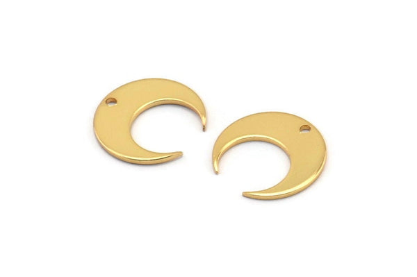Altın Ay Takıları, 1 Delikli 12 Altın Kaplama Pirinç Hilal Ay Takısı, Kolye Uçları, Küpeler, Bulgular (14x13,5x5x0,8 mm) BS 2364 Q0488