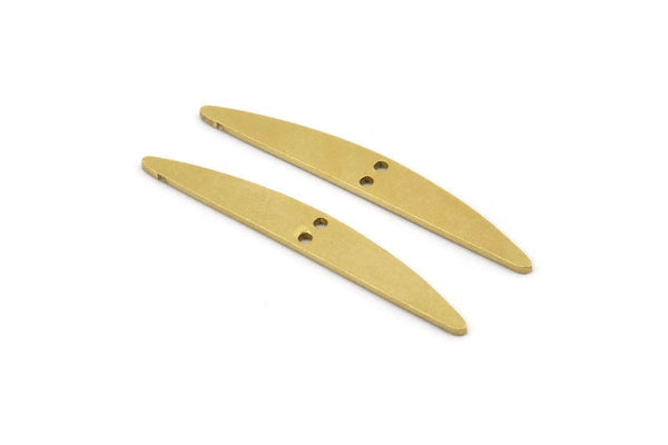 Brass Semi Circle Pendant, 12 Raw Brass Semi Circle Blanks With 2 Holes Findings (43.5x5.5x1mm) E011