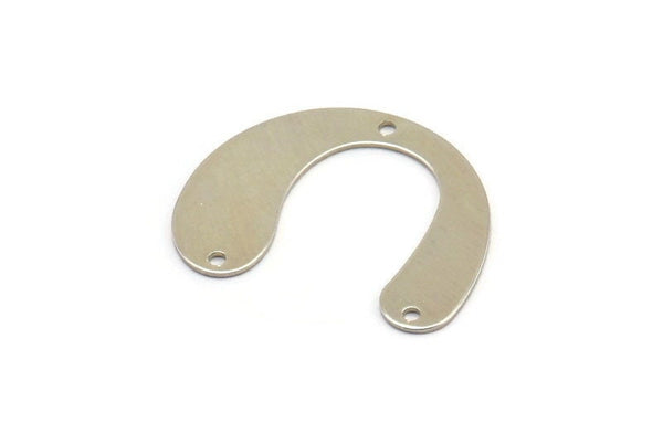Silver Geometric Charm, 12 Silver Tone Brass U Shaped Pendants With 3 Holes, Charms, Findings (20x24.5x0.50mm) E052 H0767