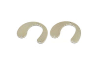 Silver Geometric Charm, 12 Silver Tone Brass U Shaped Pendants With 3 Holes, Charms, Findings (20x24.5x0.50mm) E052 H0767