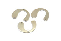 Silver Geometric Charm, 12 Silver Tone Brass U Shaped Pendants With 3 Holes, Charms, Findings (20x24.5x0.50mm) E052 H0767