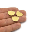 Semi Circle Charm, 10 Raw Brass Irregular Shaped Semi Circle Charms With 1 Loop, Pendant Charms (16x18x0.60mm) A3162