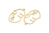 Brass Face Charm, 6 Raw Brass Face Shape Charms With 1 Loop, Pendant, Earrings, Findings (46x28x0.8mm) BS 1160