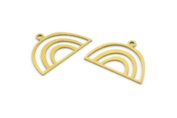 Semi Circle Charm, 24 Raw Brass Semi Circle Charms With 1 Loop, Pendant Charms (22x14x0.60mm) A3177