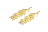 Brass Leaf Charm, 10 Raw Brass Ear Of Wheat Charms With 1 Loop, Charm Pendants (43x13x0.60mm) A3238